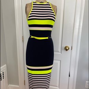 Ted Baker MIDI Dress, Navy, Lime green.